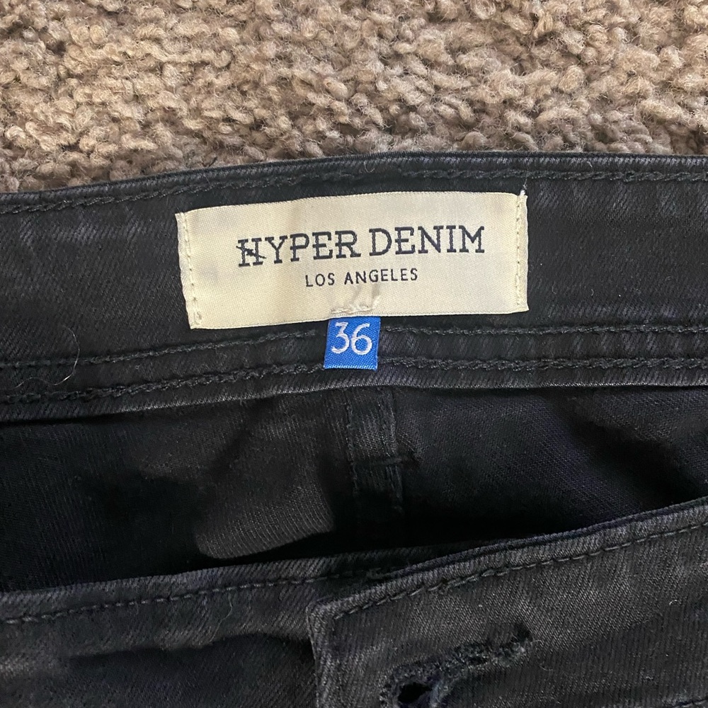 Hyper Denim Jeans, Black/Distressed , Size 36